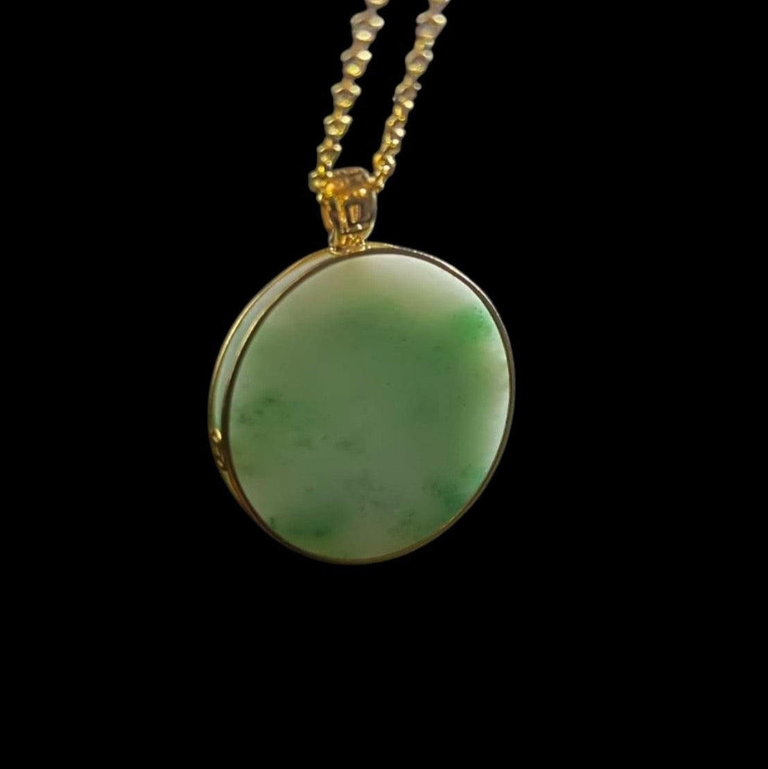 #888 Authentic Natural Translucent Burmese Jadeite Round Pendant