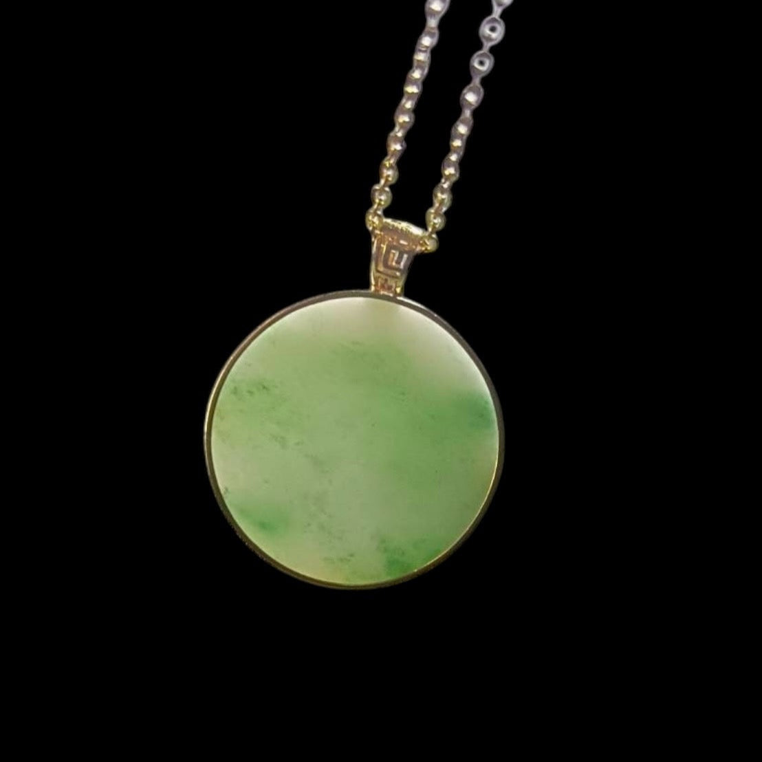 #888 Authentic Natural Translucent Burmese Jadeite Round Pendant