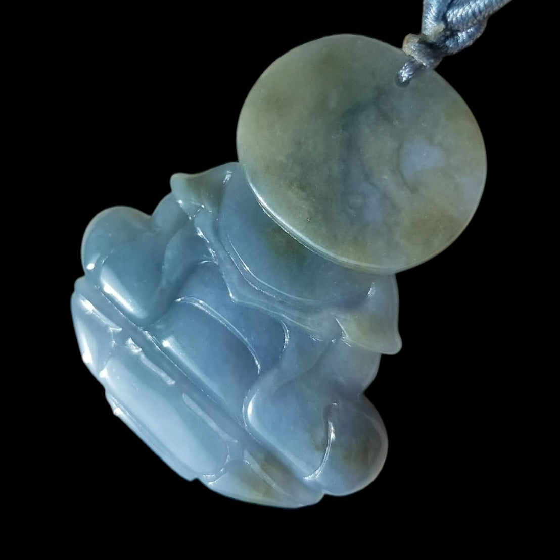 #1017 Lavender Green Burmese Jadeite, Guan Yin Pendant