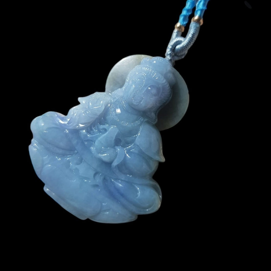 #1017 Lavender Green Burmese Jadeite, Guan Yin Pendant