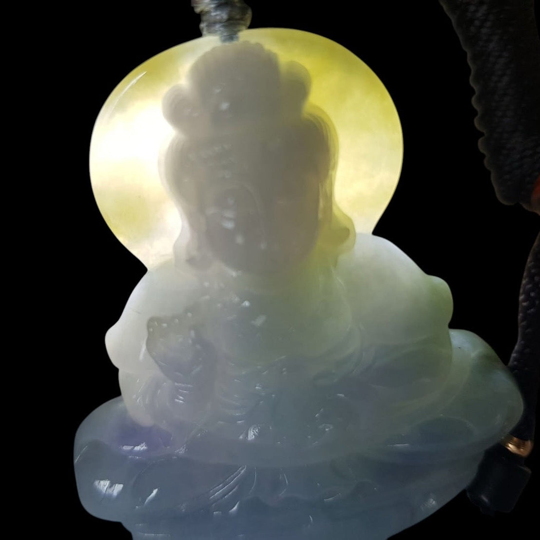 #1017 Lavender Green Burmese Jadeite, Guan Yin Pendant