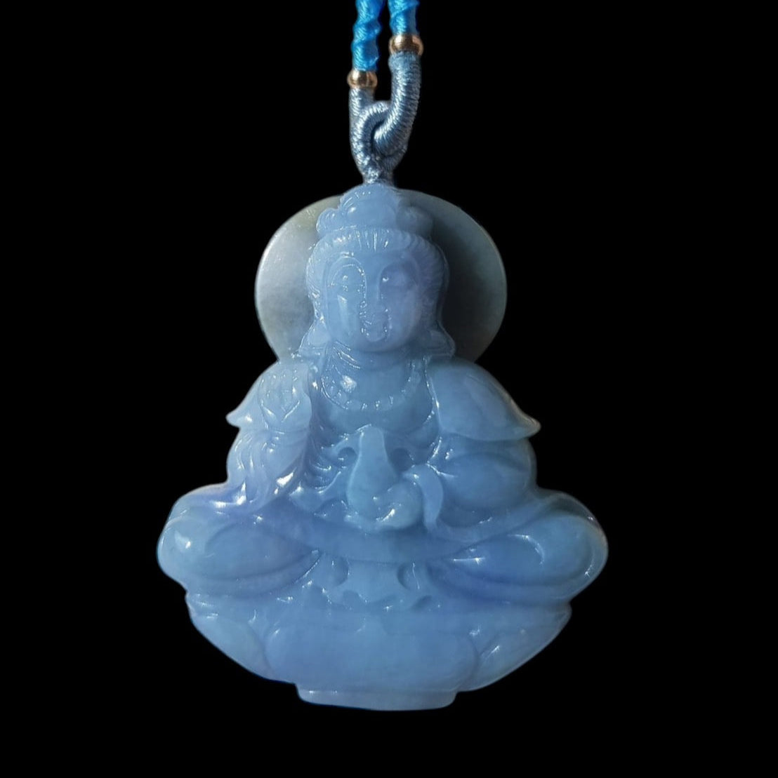 #1017 Lavender Green Burmese Jadeite, Guan Yin Pendant