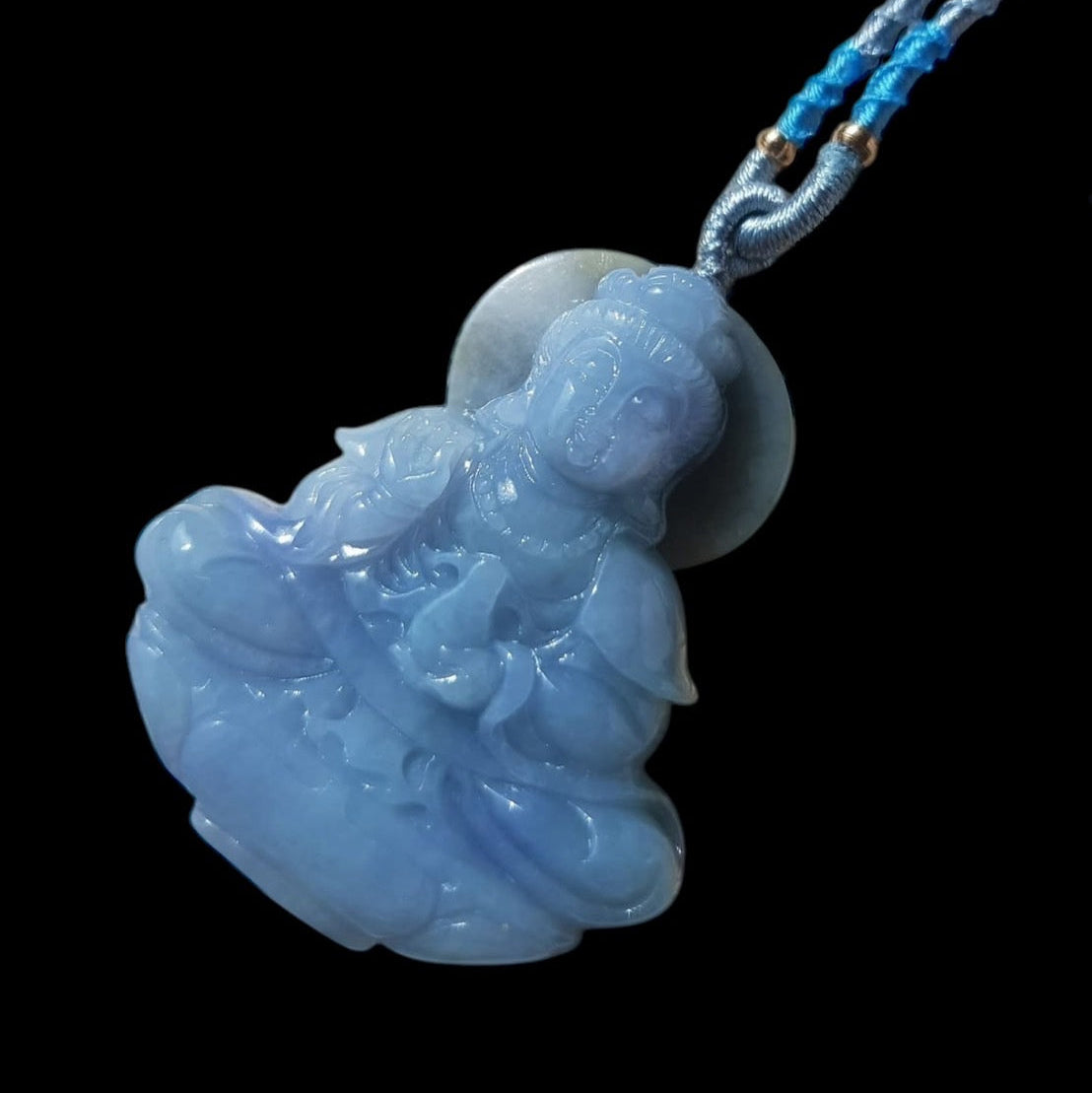 #1017 Lavender Green Burmese Jadeite, Guan Yin Pendant