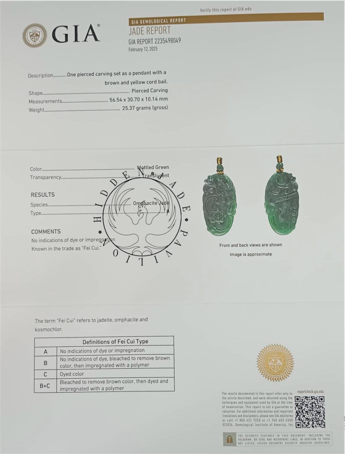 #1029 GIA Certified Type A Guatemala Jadeite, Dragon Pendant