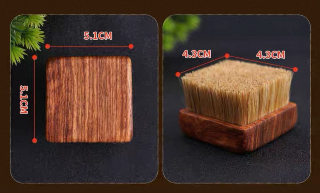 #1033 Rosewood Square Boar Bristles Brush Set – White, Black & Wild Boar Bristles (3-Piece Set)