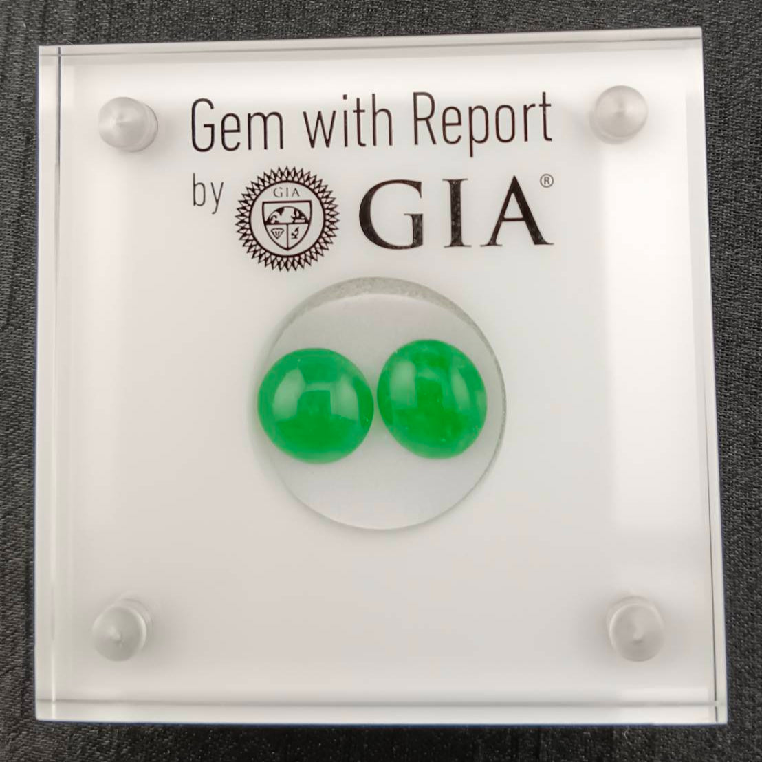 #105 GIA-Certified Icy Translucent Imperial Green Burma Jadeite Jade Cabochons for Customized Earrings or Rings