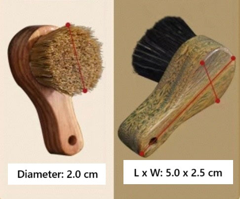 #1035 Small Green Sandalwood Brush Set – White, Black & Wild Boar Bristles (3-Piece Set)