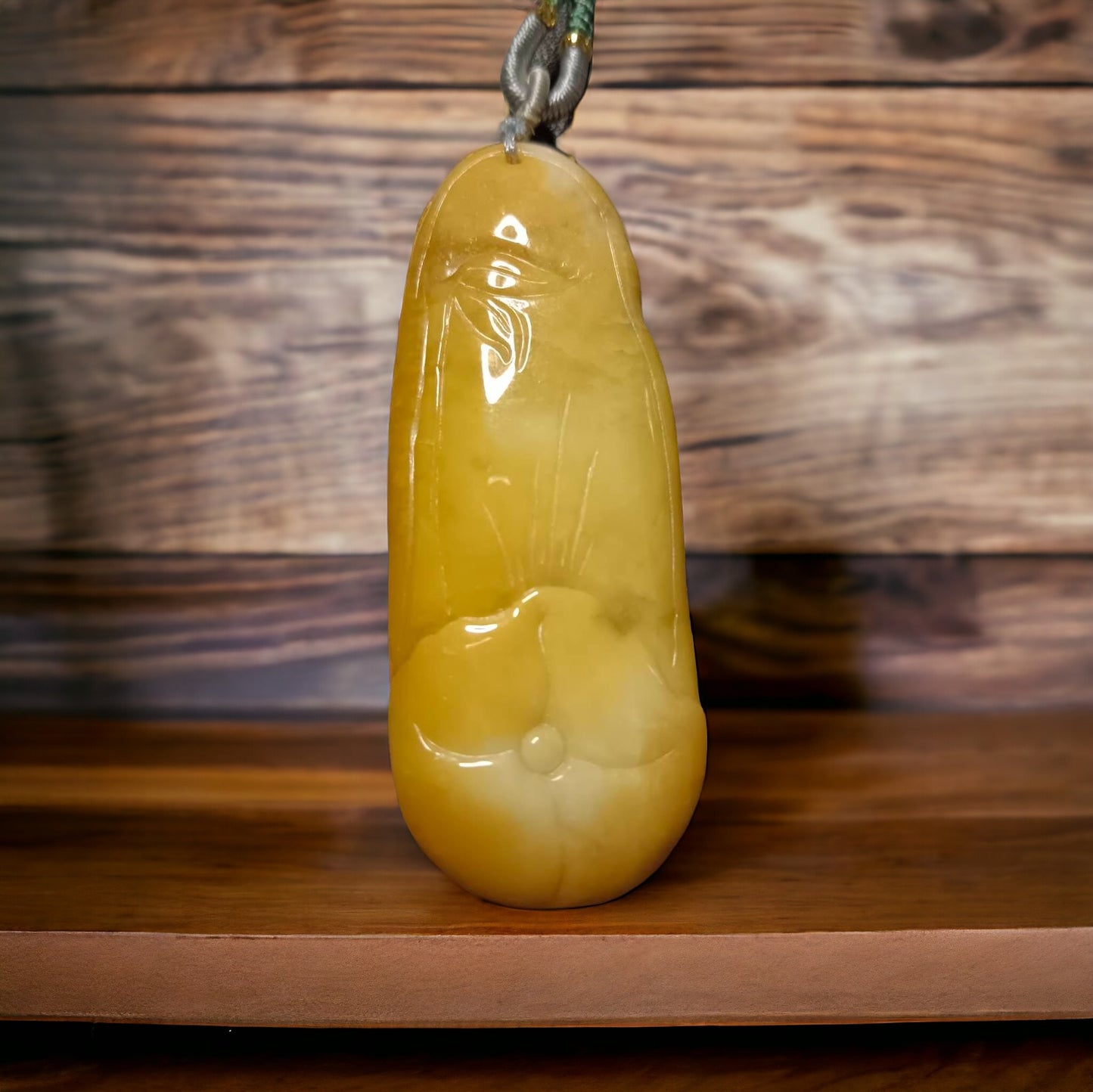#657 AGL Certified Natural Yellow Burma Jadeite Fish Pendant