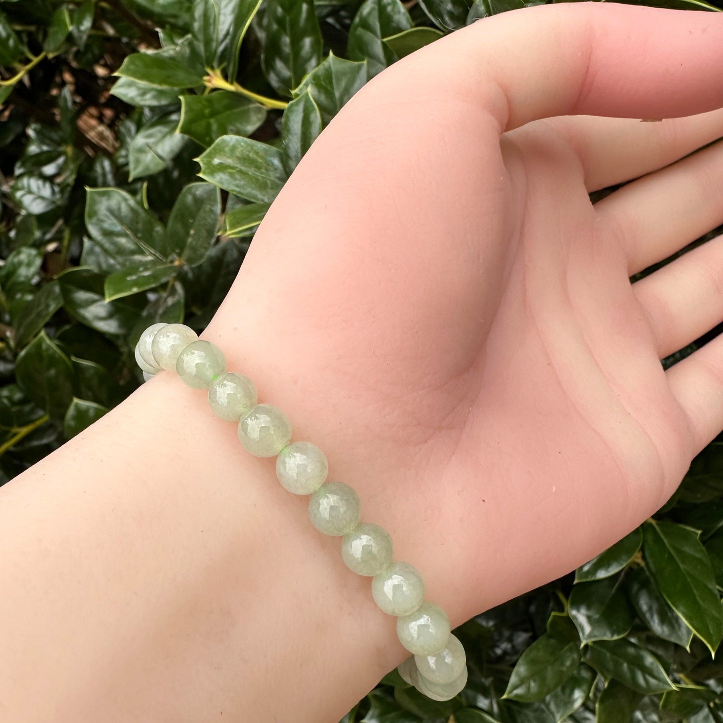 #266 Mason-Kay Certified Light Green Bunny Jadeite Jade Designer's Bead Bracelet
