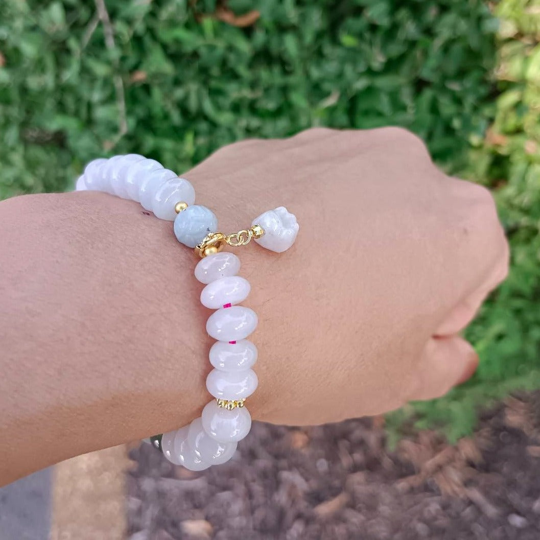 #98 Mason-Kay Certified Lavender Designer Jadeite Jade Bead Bracelet, 8~13 mm