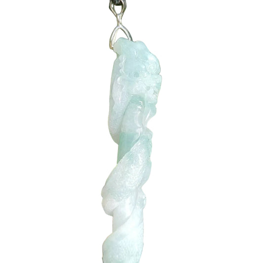#76 Mason-Kay Certified Natural Jadeite Jade Dragon Pen Pendant