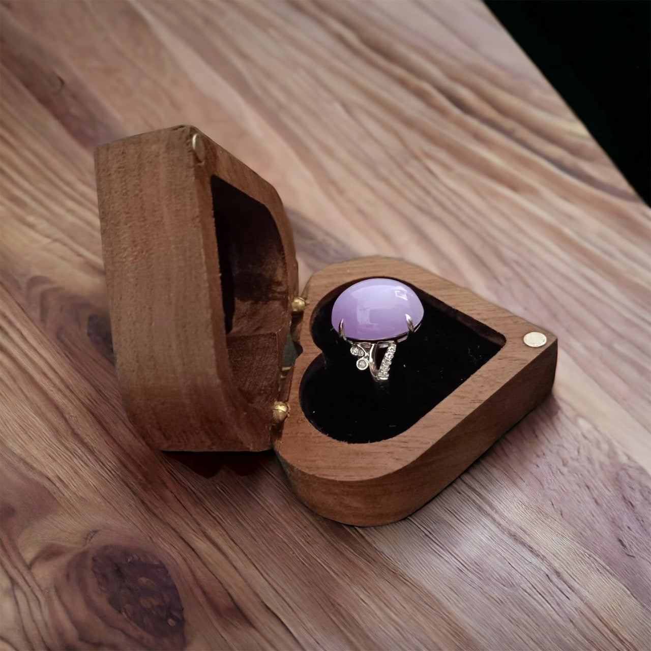 #107 High-End GIA Certified Natural Lavender Burma Jadeite Jade Ring with 18K White Gold and Diamonds Setting