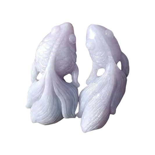 #179 Mason-Kay Certified Lavender Pisces/Paired Gold Fishes Pendants/Figurines