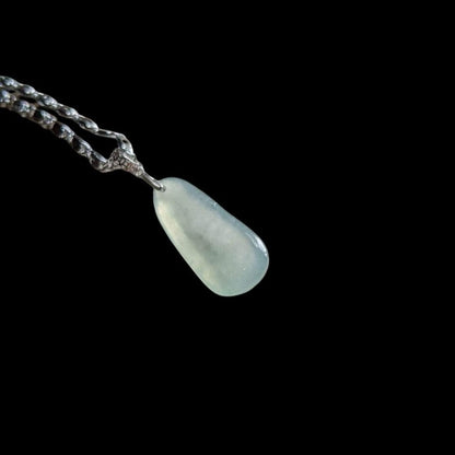 #216 GIA Certified Icy Blue Translucent Burma Jadeite Jade Enlightenment Pendant with 18K White Gold Bail