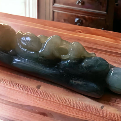 #305 Mason-Kay Certified Burma Jadeite Jade Mandarin-Ducks Dragon Hook (鴛鴦龍勾) Figurine