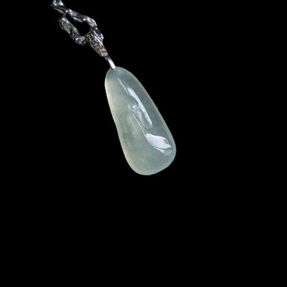 #216 GIA Certified Icy Blue Translucent Burma Jadeite Jade Enlightenment Pendant with 18K White Gold Bail