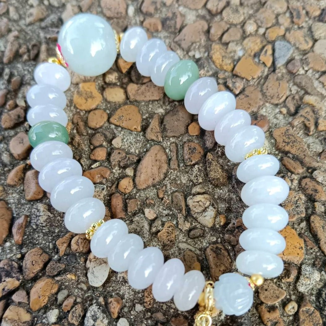 #98 Mason-Kay Certified Lavender Designer Jadeite Jade Bead Bracelet, 8~13 mm