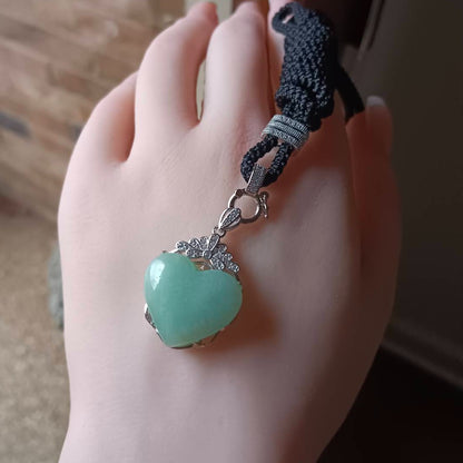 #729, #730, & #732 Exquisite Burma Jadeite Jade Heart-Shaped Pendant Necklace, Sterling Silver