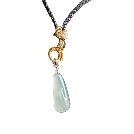 #216 GIA Certified Icy Blue Translucent Burma Jadeite Jade Enlightenment Pendant with 18K White Gold Bail