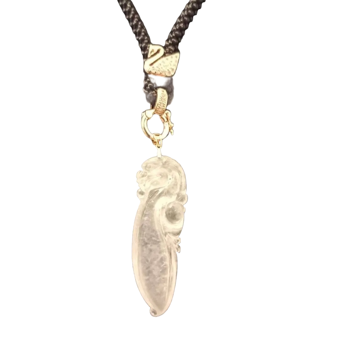 #121 GIA Certified Icy Semi-Transparent Burma Jadeite Jade, Dragon Pendant