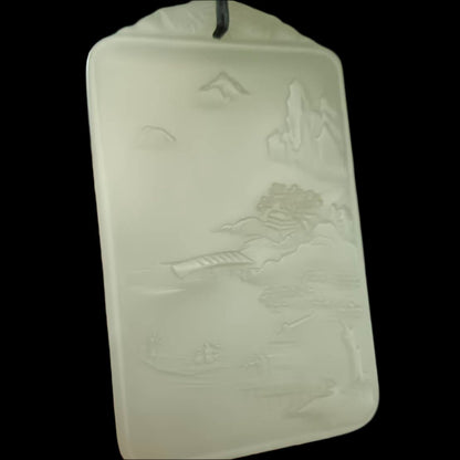 #861 AGL Certified Hetian Nephrite Jade, Lake View Pendant