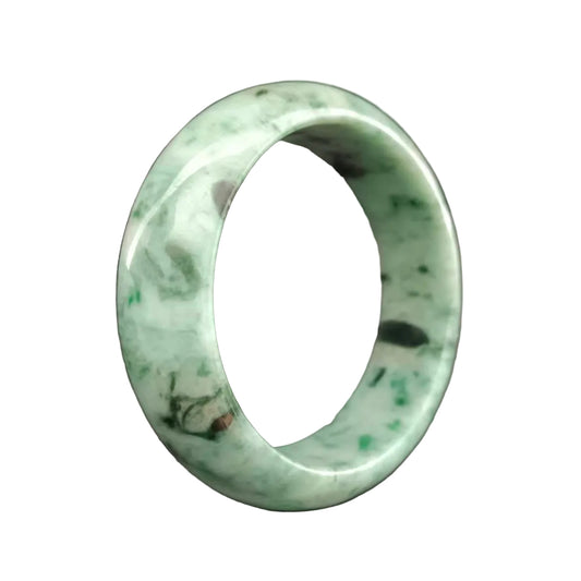 [Little Jade Pavilion] #376 Mason-Kay Certified Green-Patterned Natural Burma Jadeite Jade Bangle Bracelet (Width: 19.5 mm!)