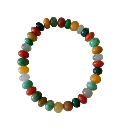 #5 Mason-Kay Certified Icy Translucent Natural Burma Jadeite Jade Multi-Color Bead Bracelet, 7+ mm beads