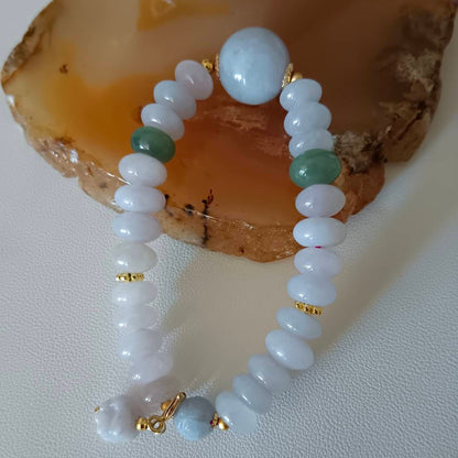 #98 Mason-Kay Certified Lavender Designer Jadeite Jade Bead Bracelet, 8~13 mm