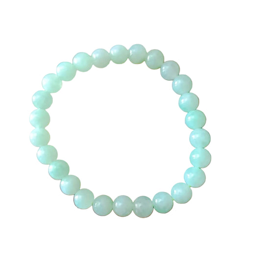 [Little Jade Pavilion] #799 AGL Certified Natural Light Green Round Beads Bracelet, ~ 7.5 mm Beads