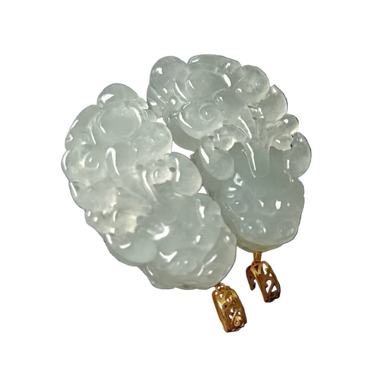 #943 Semi-Transparent Type A Burmese Jadeite, Pixiu Pendant with 18K Yellow Gold Bail