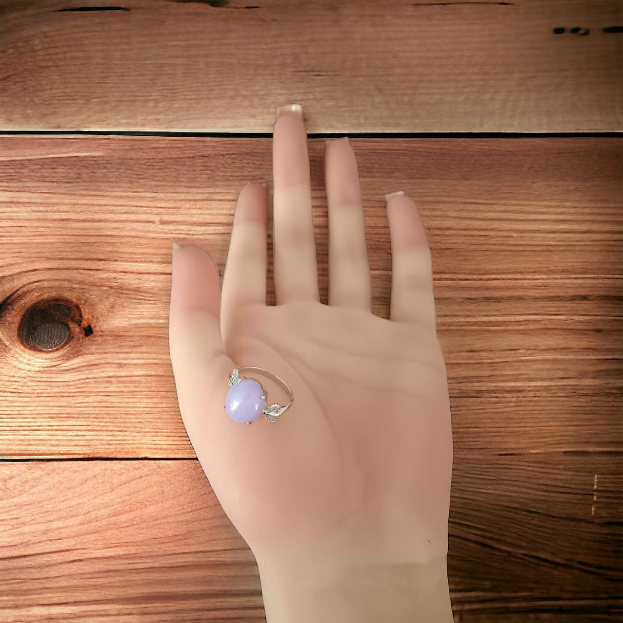 #108 High-End GIA Certified Natural Lavender Burma Jadeite Jade Ring with 18K White Gold and Diamonds Setting