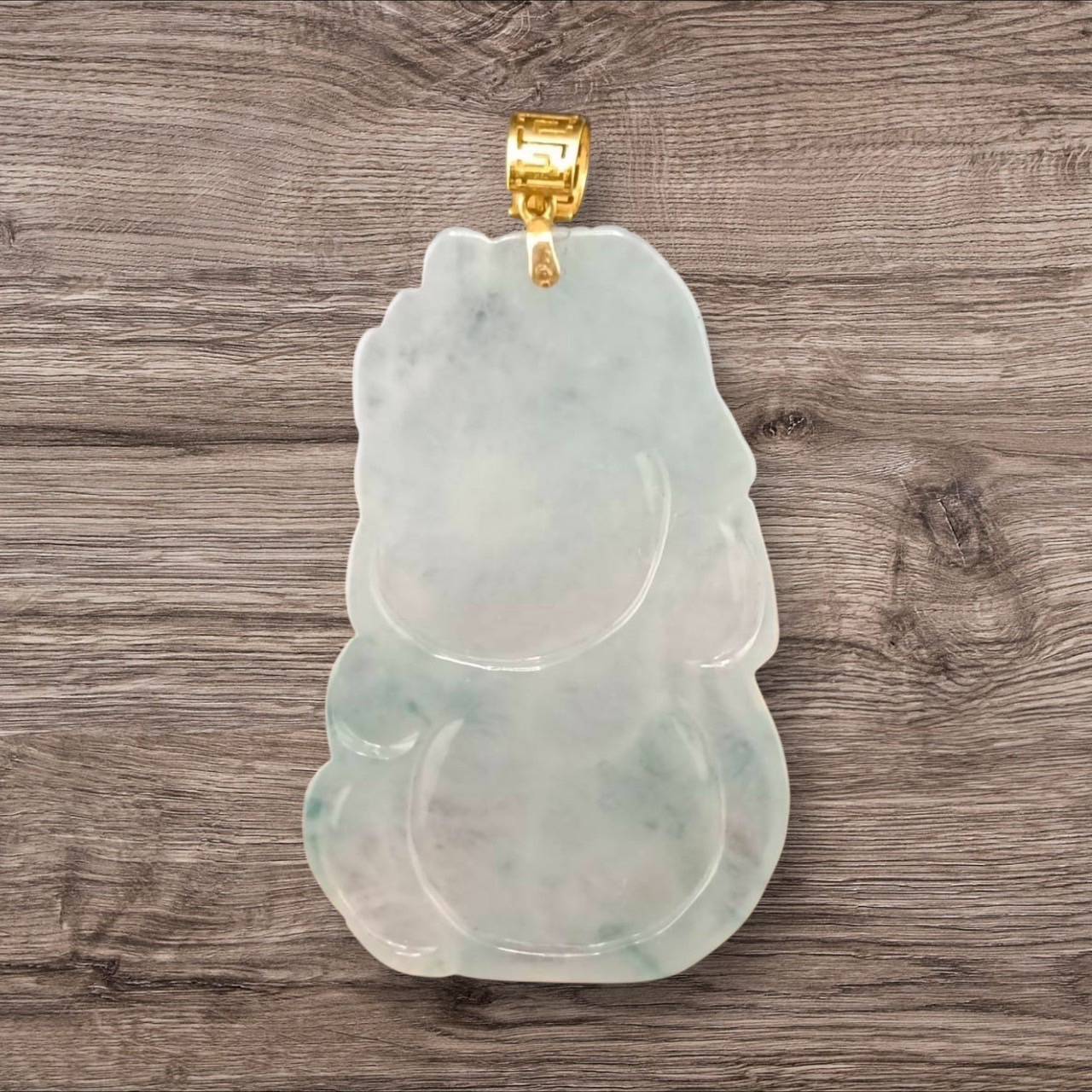 #911 Type A Natural Translucent White Burmese Jadeite with Floating Green, Dragon Baby Pendant