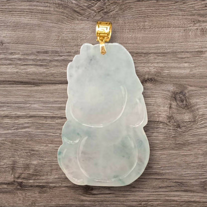 #911 Type A Natural Translucent White Burmese Jadeite with Floating Green, Dragon Baby Pendant