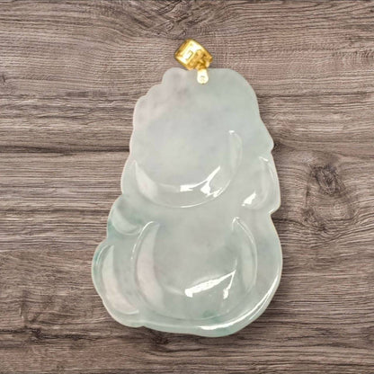 #911 Type A Natural Translucent White Burmese Jadeite with Floating Green, Dragon Baby Pendant