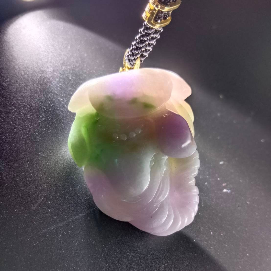 #946 Natural Burma Jadeite Tri-Color "Lucky Elephant" pendant