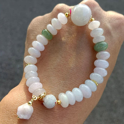 #98 Mason-Kay Certified Lavender Designer Jadeite Jade Bead Bracelet, 8~13 mm