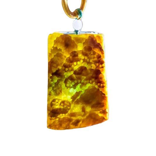 #20 Mason-Kay Certified Natural Red Burma Jadeite Jade Landscape Pendant