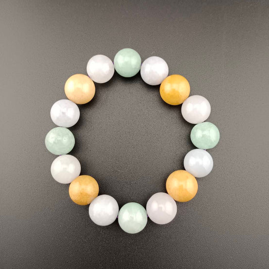 #706 Multi-Color Translucent Burmese Jadeite Beaded Bracelet