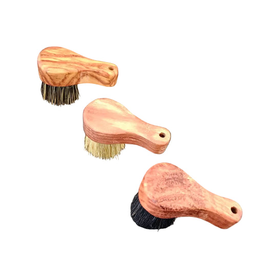 #1034 Mini Rosewood Boar Bristles Brush Set – White, Black, and Wild Boar Bristles (3-Piece Set)