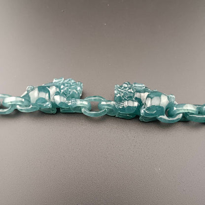 #1052 Double Pixiu Guatemala Jadeite Inter-Linked Bracelet