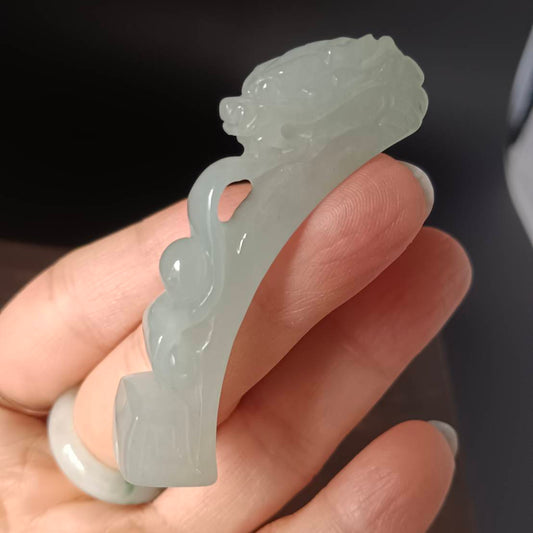 #1053  Natural Burmese Jadeite Dragon Hook / Dragon Ruyi Pendant/Bracelet/Ornament