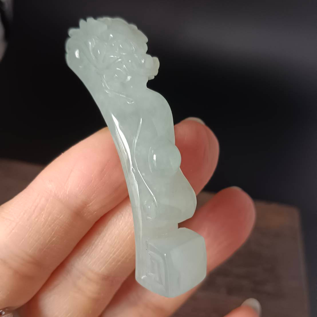 #1053  Natural Burmese Jadeite Dragon Hook / Dragon Ruyi Pendant/Bracelet/Ornament