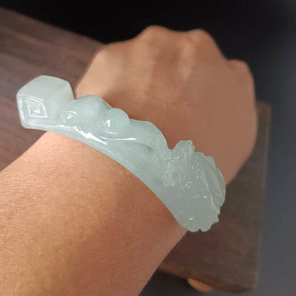 #1053  Natural Burmese Jadeite Dragon Hook / Dragon Ruyi Pendant/Bracelet/Ornament