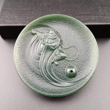 #1055 Hetian Jade Incense Holder, Bodhidharma in Stillness