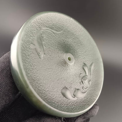 #1056  Natural Hetian Nephrite, Lotus & Koi Harmony Incense Holder