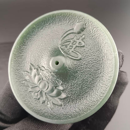 #1057 Natural Hetian Nephrite, Lotus Harmony Incense Holder