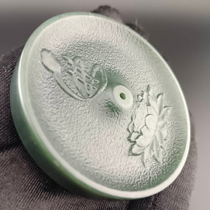 #1057 Natural Hetian Nephrite, Lotus Harmony Incense Holder