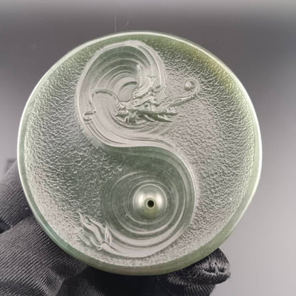 #1058 Natural Hetian Nephrite, Dragon Incense Holder