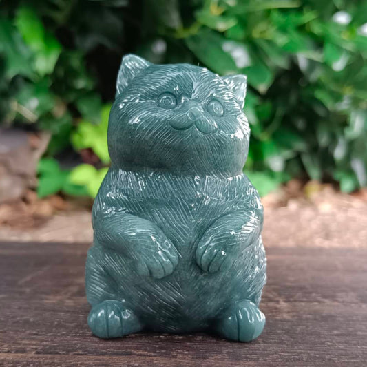 [Little Jade Pavilion] # 1069 Guatemala Jadeite Guai Guai Cat