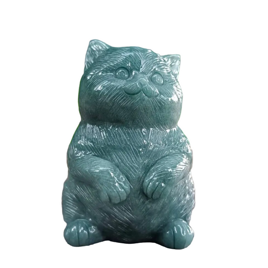 [Little Jade Pavilion] # 1069 Guatemala Jadeite Guai Guai Cat